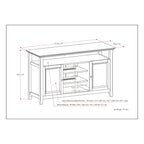 Meuble TV de transition en bois massif de 54 pouces de large Halifax - 54 L x 18,9 P x 31,9 H