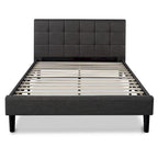 Cadre de lit plateforme King rembourré en tissu gris