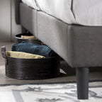 Cadre de lit plateforme King rembourré en tissu gris