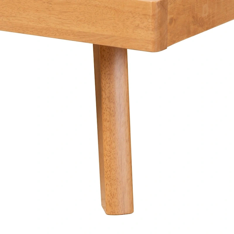 Lit plateforme Joaquin en bois fini rustique brun Japandi moderne