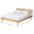Lit plateforme Joaquin en bois fini rustique brun Japandi moderne