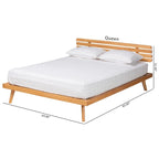 Lit plateforme Joaquin en bois fini rustique brun Japandi moderne