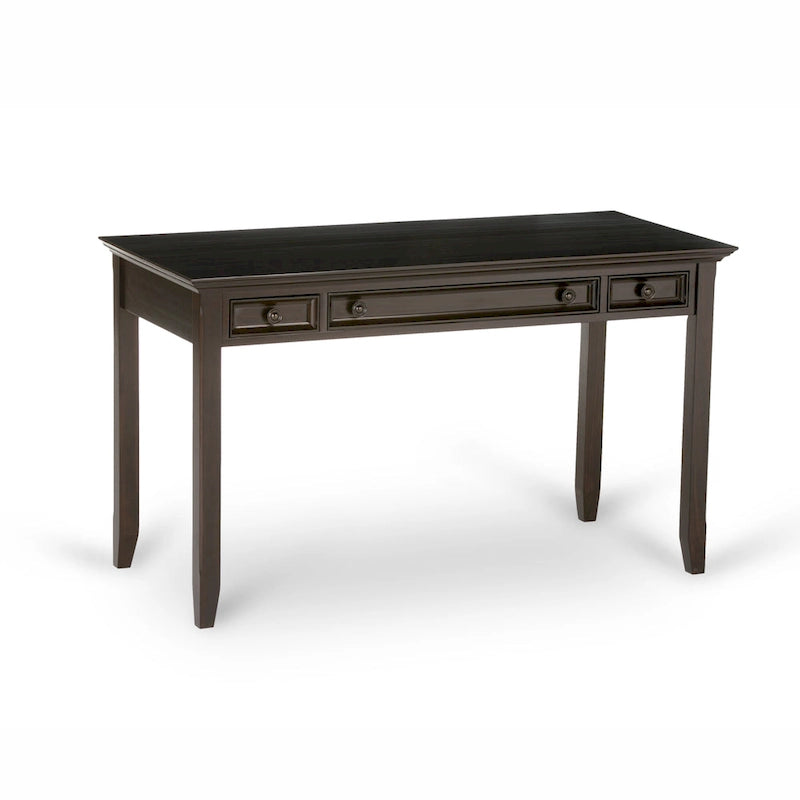 Bureau de style transitionnel en bois massif Halifax, 54 po de large, brun hickory