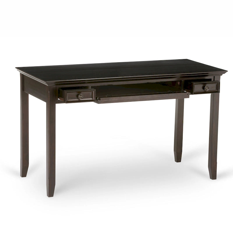 Bureau de style transitionnel en bois massif Halifax, 54 po de large, brun hickory
