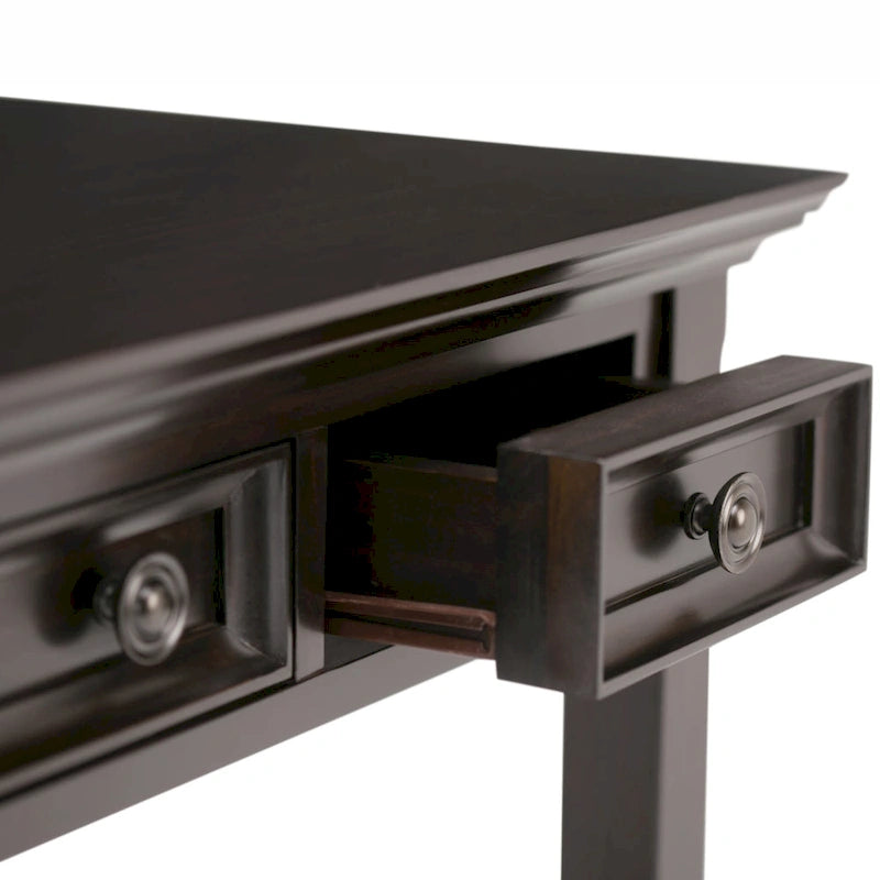 Bureau de style transitionnel en bois massif Halifax, 54 po de large, brun hickory