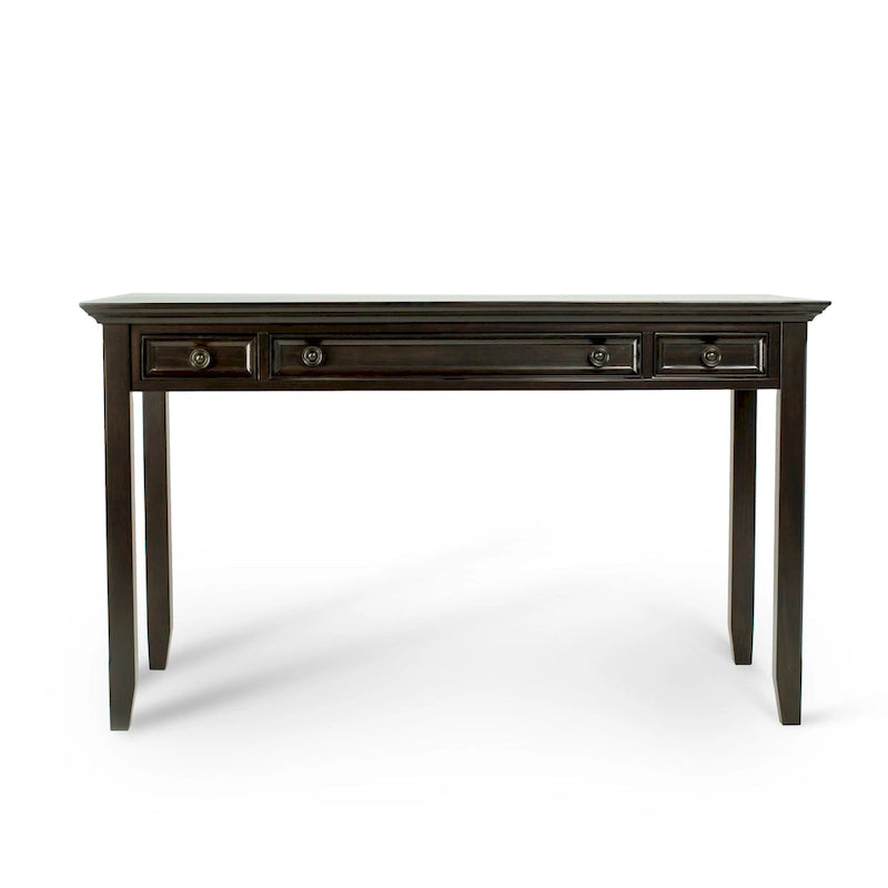 Bureau de style transitionnel en bois massif Halifax, 54 po de large, brun hickory