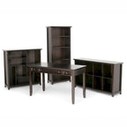 Bureau de style transitionnel en bois massif Halifax, 54 po de large, brun hickory