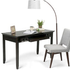 Bureau de style transitionnel en bois massif Halifax, 54 po de large, brun hickory