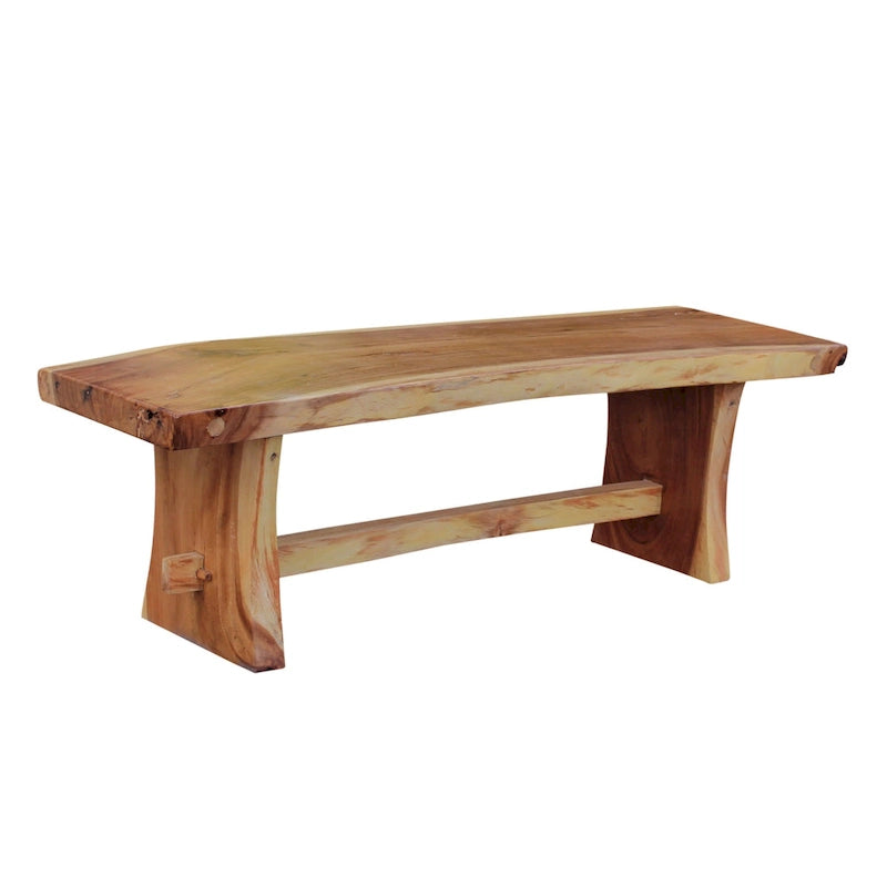 Banc sans dossier Chic Teak en bois de suar, bord naturel, d'environ 175 cm de long