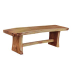 Banc sans dossier Chic Teak en bois de suar, bord naturel, d'environ 175 cm de long