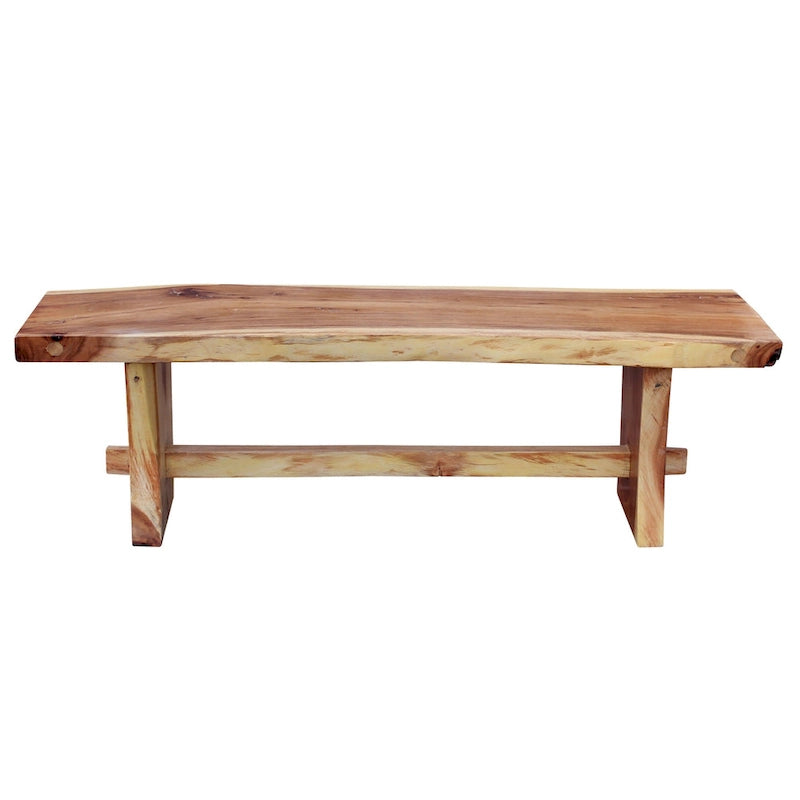 Banc sans dossier Chic Teak en bois de suar, bord naturel, d'environ 175 cm de long