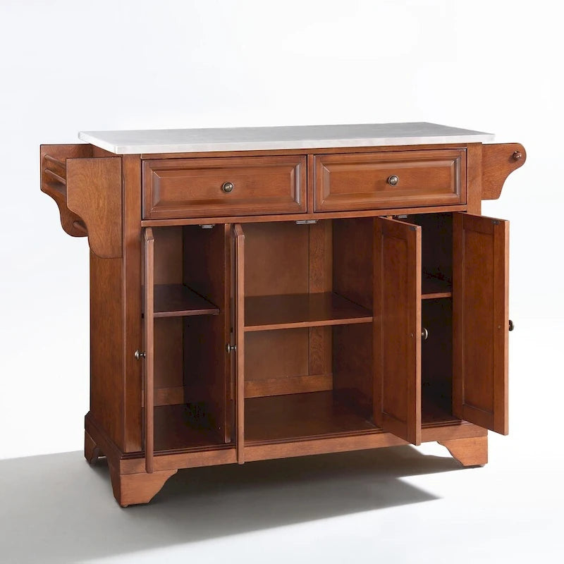 Îlot de cuisine LaFayette avec plateau en acier inoxydable, finition cerisier classique - 51,5 L x 18 P x 36 H