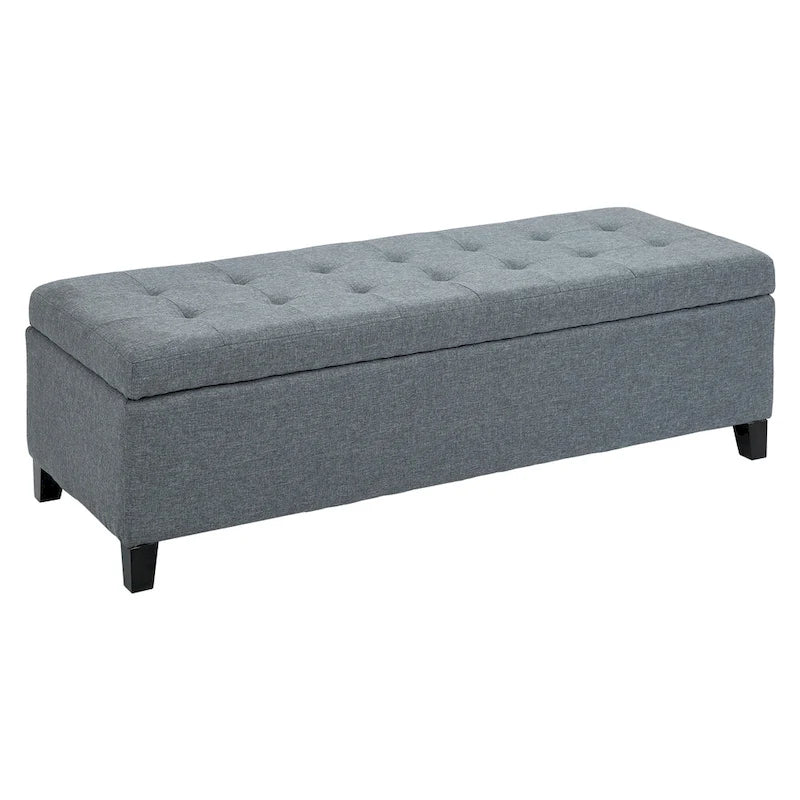 Banc ottoman Holmden de 51 pouces en tissu capitonné avec rangement