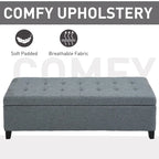 Banc ottoman Holmden de 51 pouces en tissu capitonné avec rangement