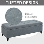 Banc ottoman Holmden de 51 pouces en tissu capitonné avec rangement