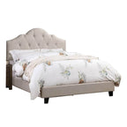 Lit rembourré Eni Queen Size, tête de lit capitonnée réglable, tissu taupe