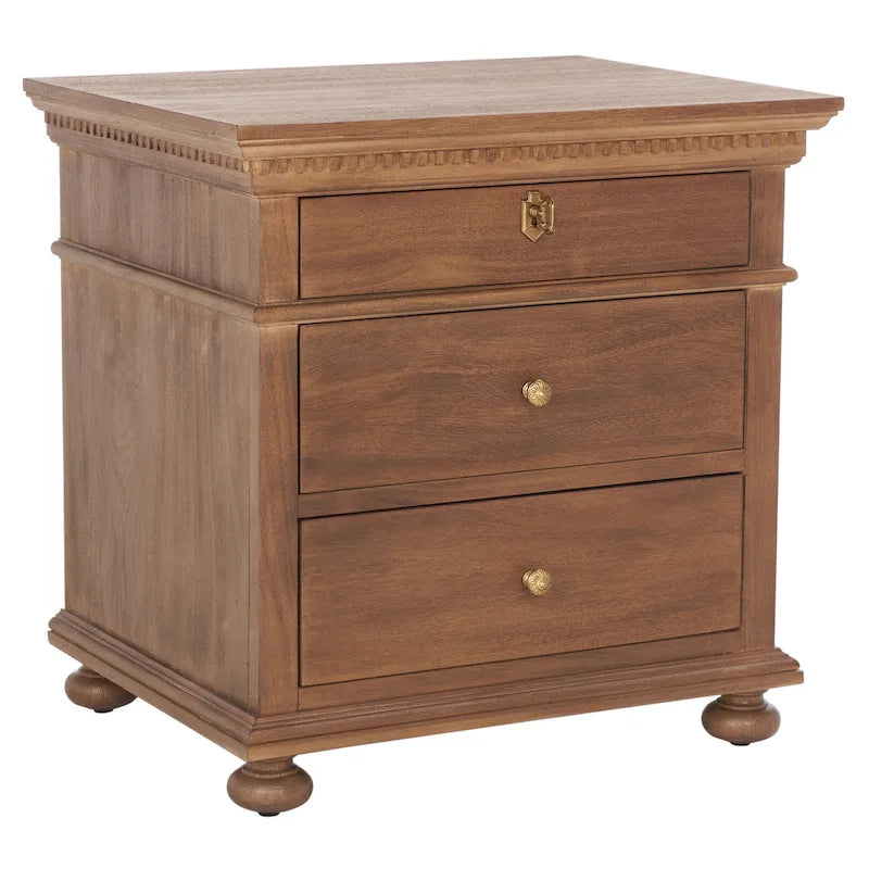 Table de chevet en bois à 3 tiroirs Couture Farzaneh