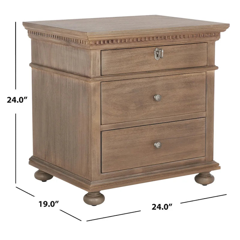 Table de chevet en bois à 3 tiroirs Couture Farzaneh