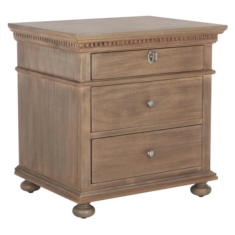 Table de chevet en bois à 3 tiroirs Couture Farzaneh