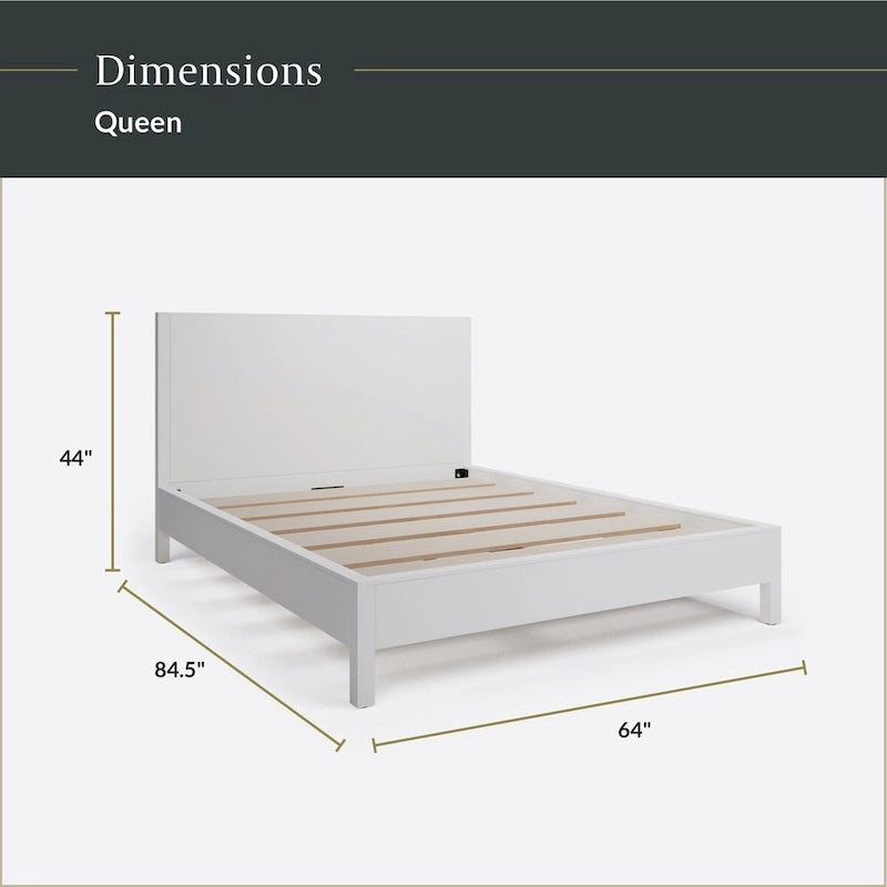 Lit plateforme en bois avec tête de lit