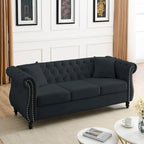 Canapé Chesterfield 3 places capitonné avec accoudoirs roulés et clous décoratifs