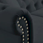 Canapé Chesterfield 3 places capitonné avec accoudoirs roulés et clous décoratifs