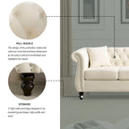 Canapé Chesterfield 3 places capitonné avec accoudoirs roulés et clous décoratifs