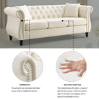 Canapé Chesterfield 3 places capitonné avec accoudoirs roulés et clous décoratifs