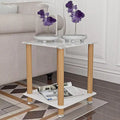 Table d'appoint moderne à 2 niveaux, table de canapé, table d'appoint avec étagère de rangement