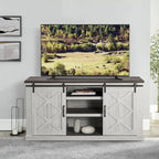 Meuble TV de 58 po de style rustique avec portes coulissantes – Convient aux téléviseurs jusqu'à 65 po – 58 po de largeur
