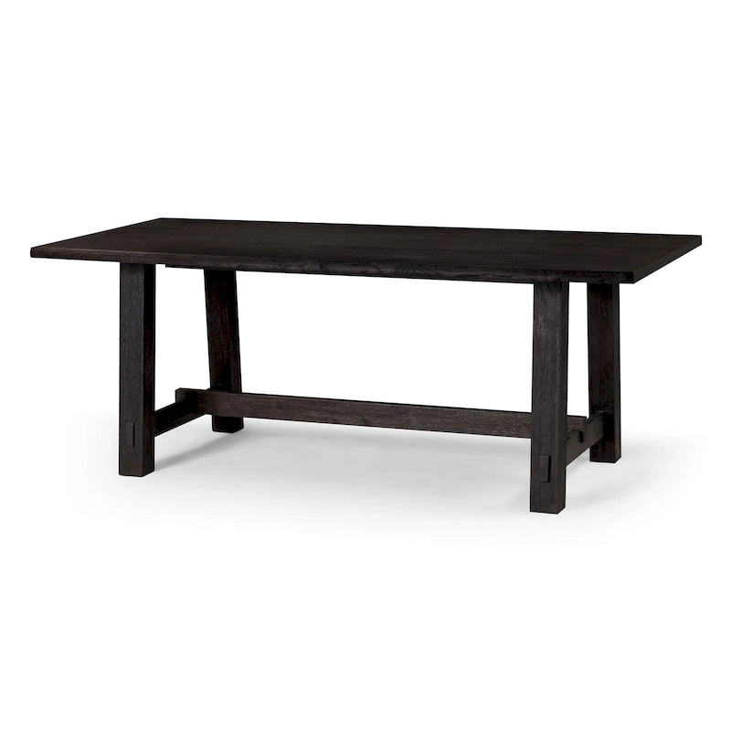 Table à manger rectangulaire en bois Yves, finition noir vieilli