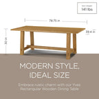 Table à manger rectangulaire en bois Yves, finition noir vieilli