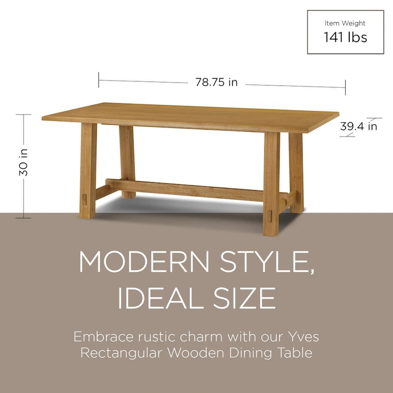 Table à manger rectangulaire en bois Yves, finition noir vieilli