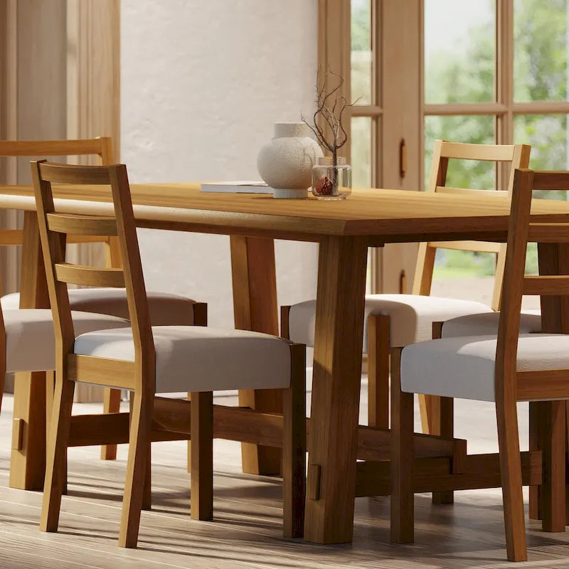 Table à manger rectangulaire en bois Yves, finition noir vieilli
