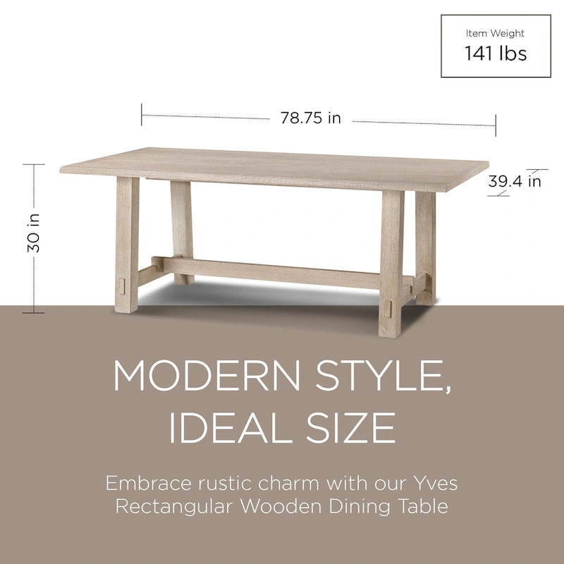 Table à manger rectangulaire en bois Yves, finition noir vieilli