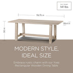 Table à manger rectangulaire en bois Yves, finition noir vieilli