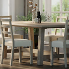 Table à manger rectangulaire en bois Yves, finition noir vieilli