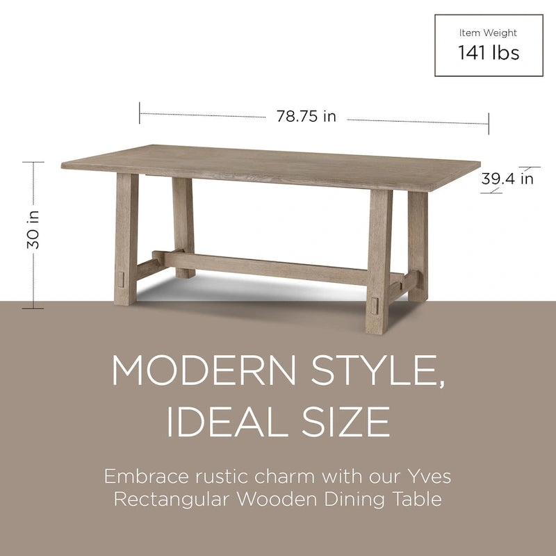 Table à manger rectangulaire en bois Yves, finition noir vieilli
