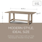 Table à manger rectangulaire en bois Yves, finition noir vieilli
