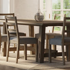 Table à manger rectangulaire en bois Yves, finition noir vieilli