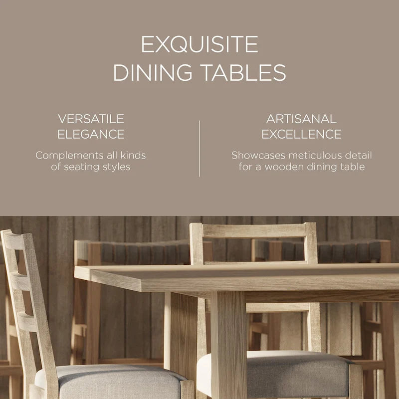 Table à manger rectangulaire en bois Yves, finition noir vieilli
