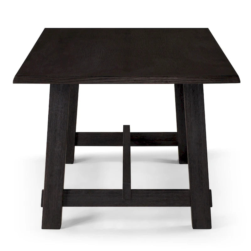 Table à manger rectangulaire en bois Yves, finition noir vieilli
