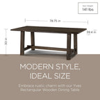 Table à manger rectangulaire en bois Yves, finition noir vieilli
