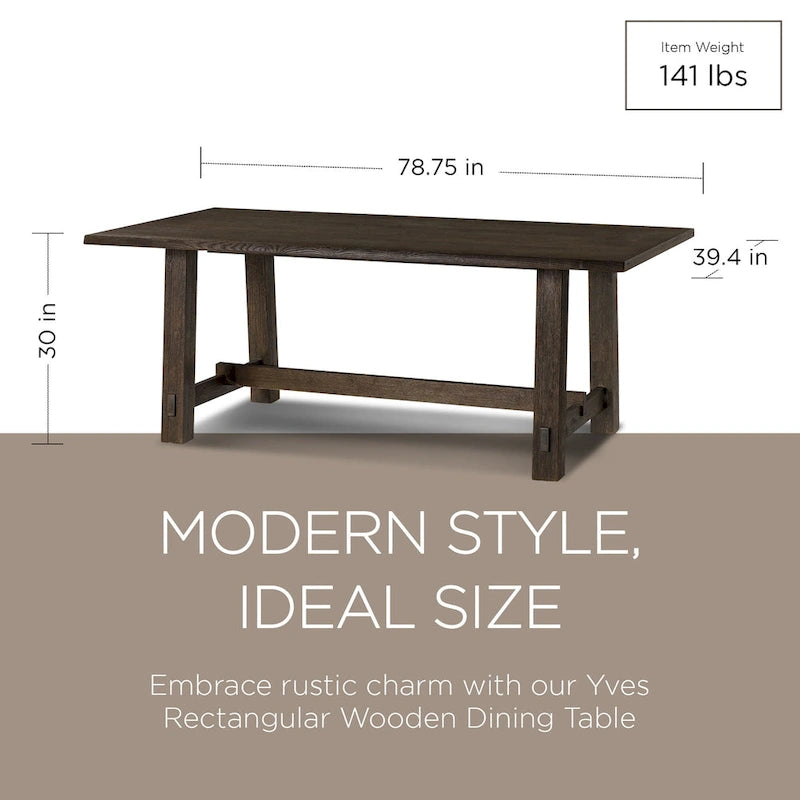 Table à manger rectangulaire en bois Yves, finition noir vieilli