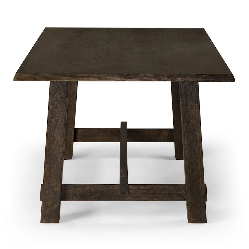 Table à manger rectangulaire en bois Yves, finition noir vieilli