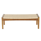 Banc de maison traditionnel en bois fait main avec assise en corde tressée - Marron - Roche River Decor