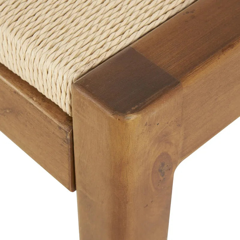 Banc de maison traditionnel en bois fait main avec assise en corde tressée - Marron - Roche River Decor