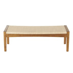 Banc de maison traditionnel en bois fait main avec assise en corde tressée - Marron - Roche River Decor